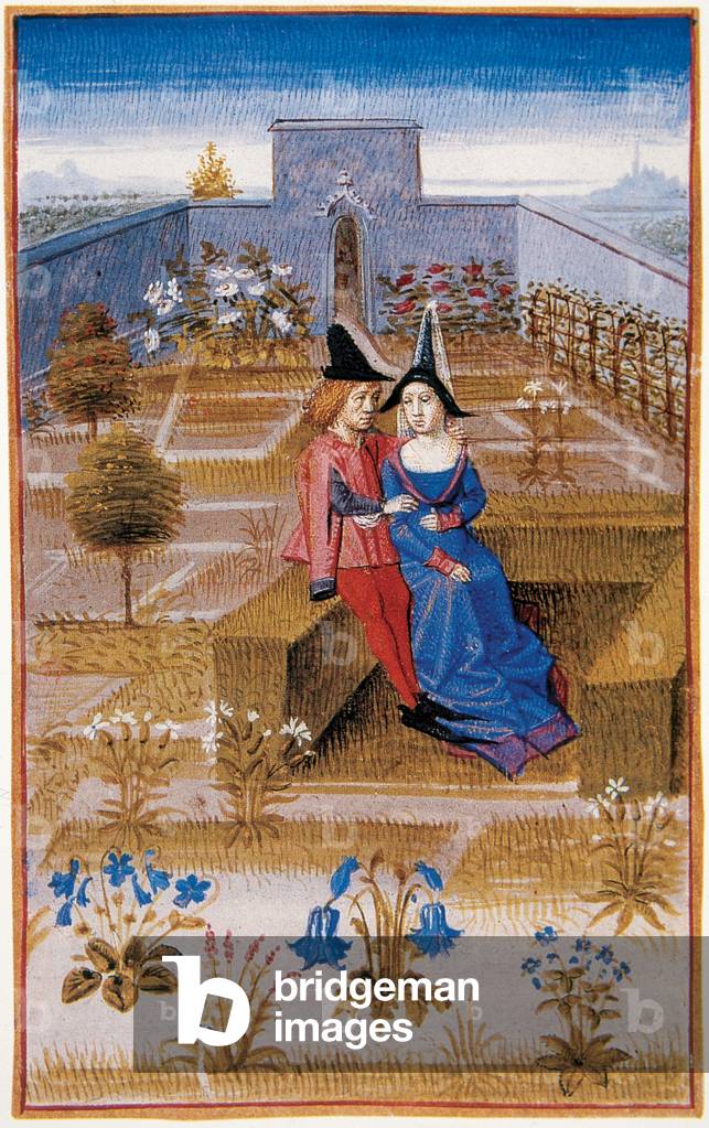 Two lovers in the garden. Miniature.