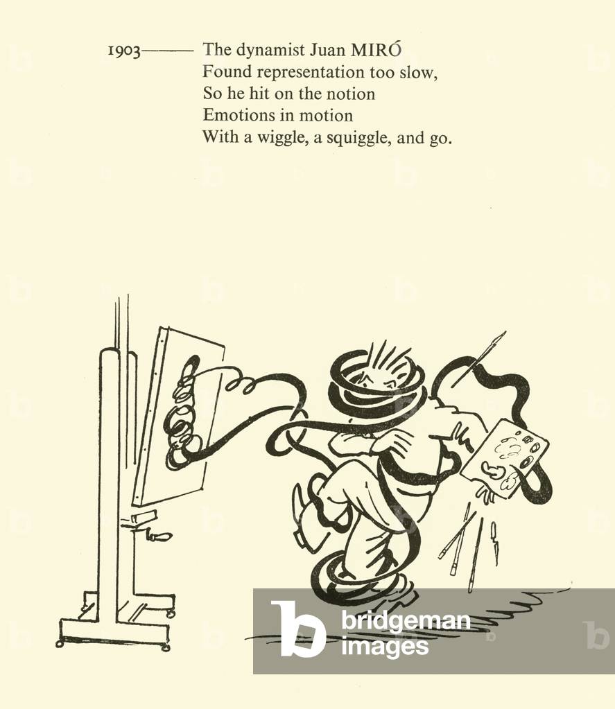 Image of Print depicting Juan Miro (litho) by H M Bateman, b/w