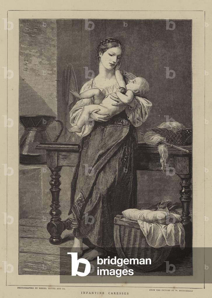 "Carezze infantine (incisione)" di English School, b/w