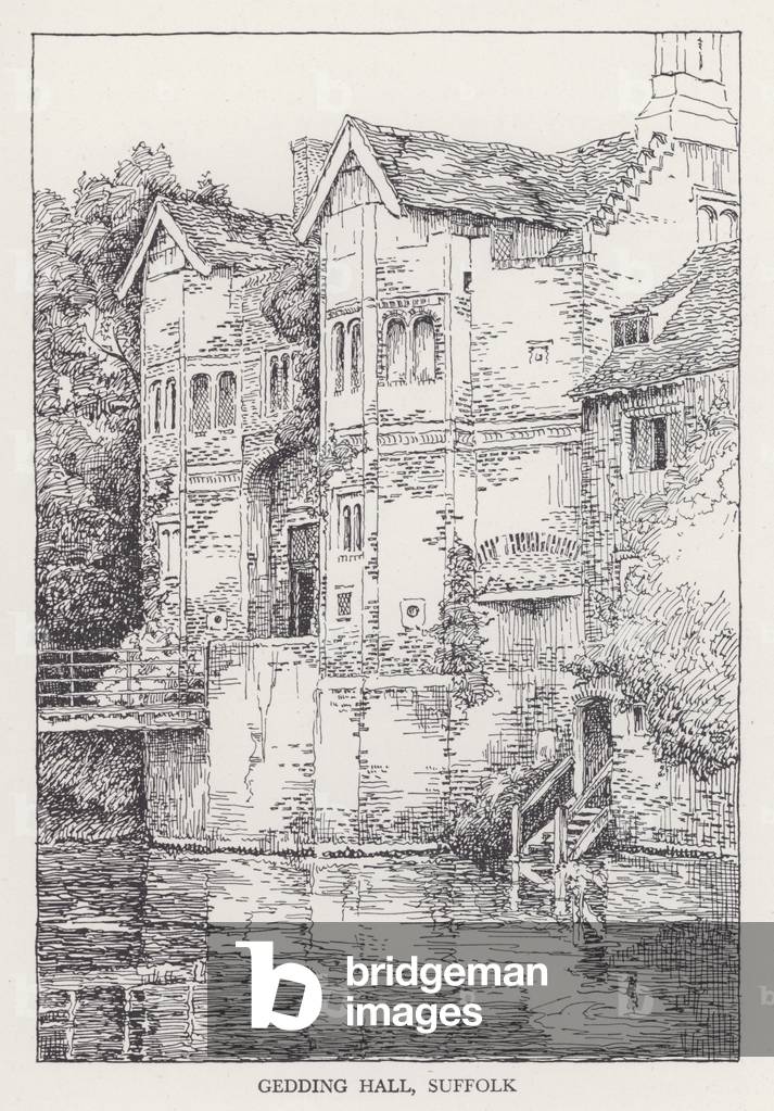 Gedding Hall, Suffolk (litho)