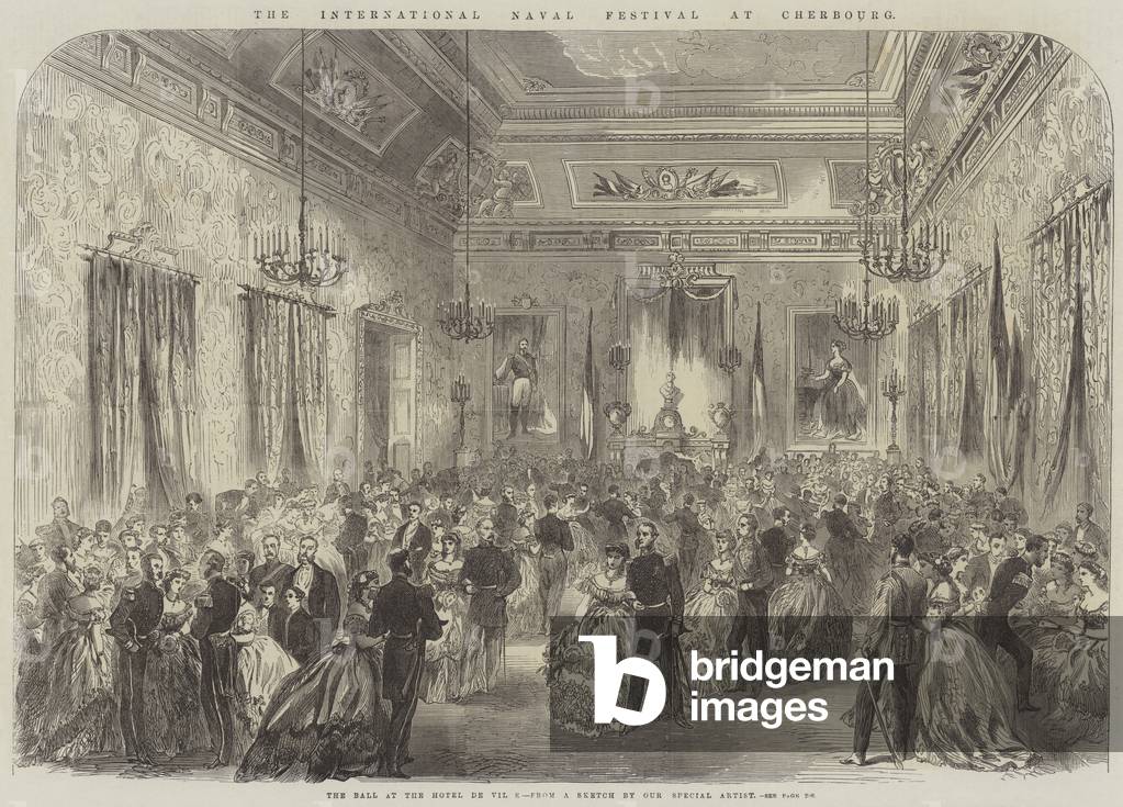 "Das Internationale Marinefest in Cherbourg" 1865 von English School, b/w