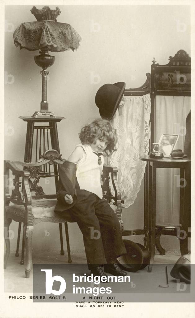 Image of Photography depicting A child dressing up for A Night Out (b/w photo) by English Photographer, b/w
