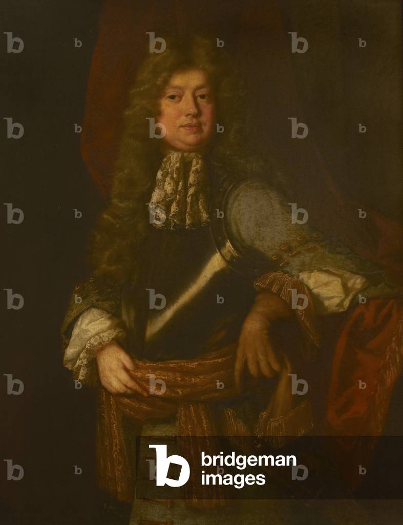 Bild von Gemälde "Ein unbekannter Gentleman in Armour" von John Riley, b/w