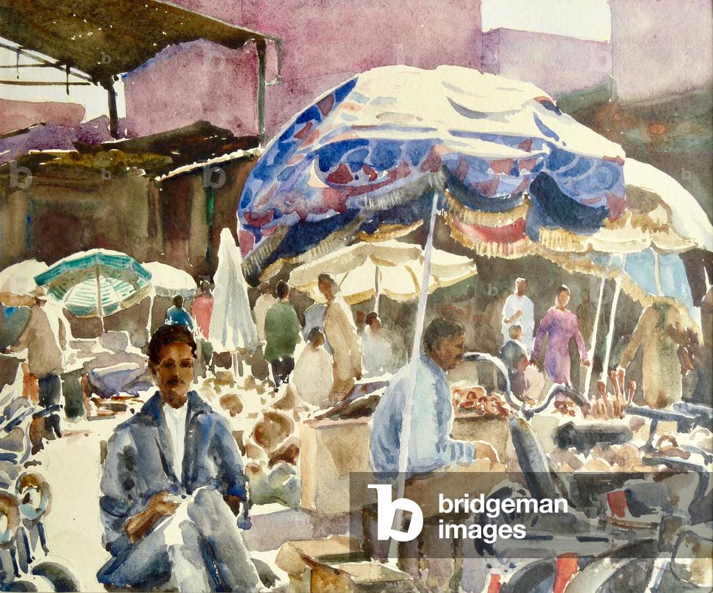 Marrakesch-Souk, Regenschirme, 2001 (w/c)