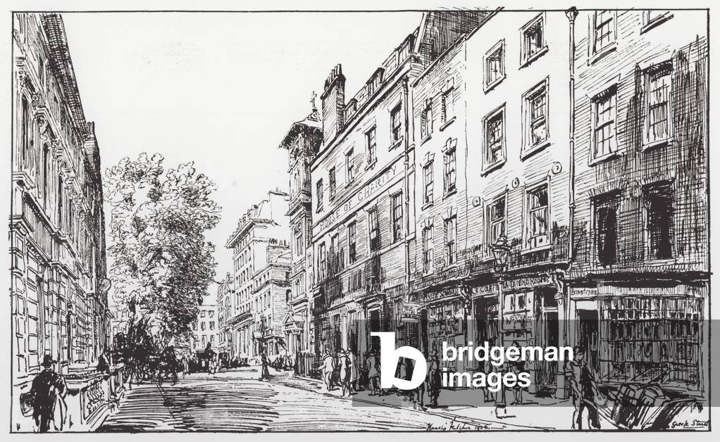 Image of Print depicting London: Greek Street by Hanslip Fletcher