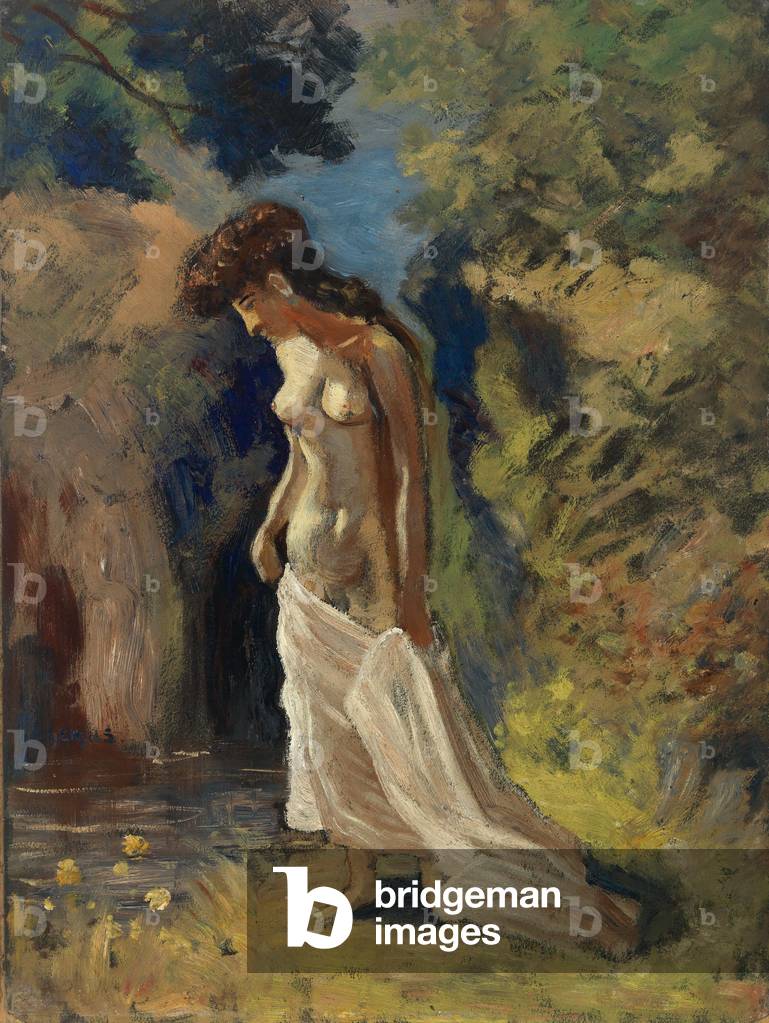 nudo ragazza in boschi 1908 olio su pannello in modellato legno cornice