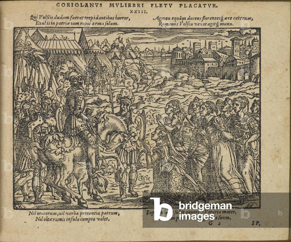 Xilografia raffigurante il capo romano, Coriolano.