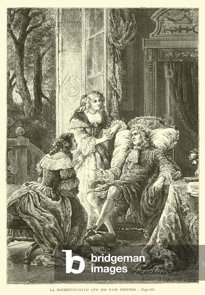 La Rochefoucauld and his fair friends (engraving)