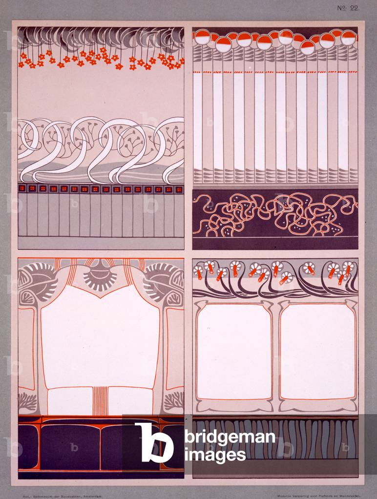 illustrazione da 'Modern Designs for Ceiling and Wets' di M. J. Gradl, pubblicato all'inizio C20th (color lito