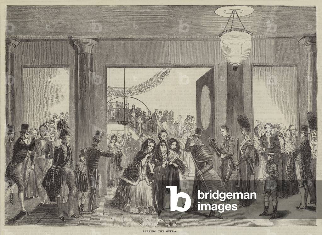 Quitter l'Opéra (gravure) par English School, b/w