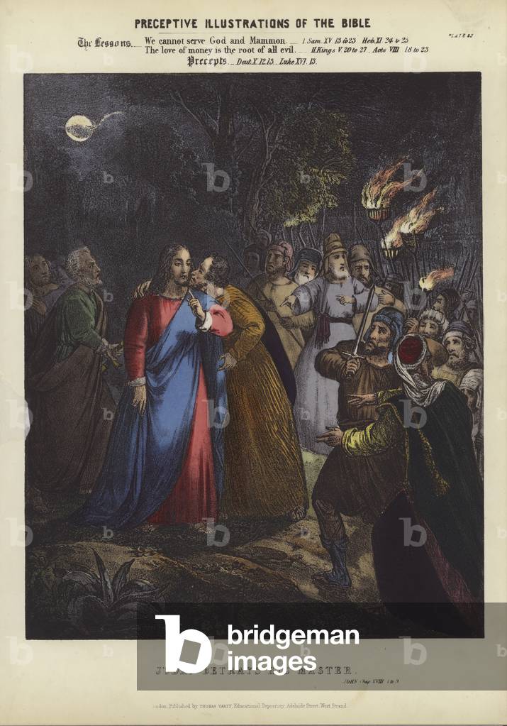 Immagine di Incisione "Giovanni tradisce il suo Maestro (incisione a colori)" 1801 di Siegfried Detler Bendixe