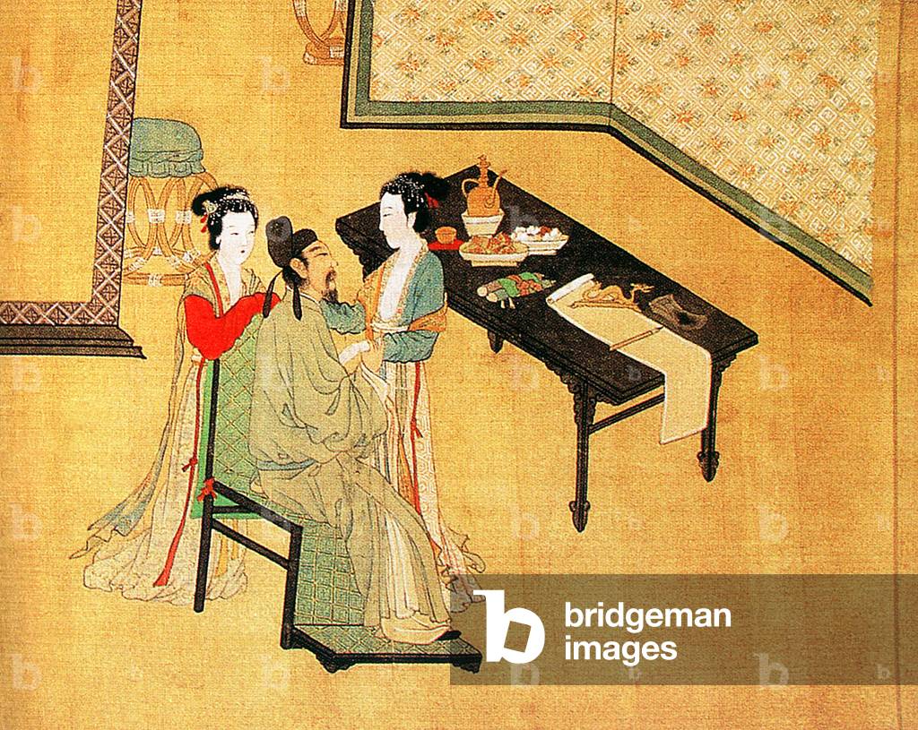 Cina: dettaglio da 'Han Xizai (902-970) dà un banquet', versione del pittore dinastia Ming Tang Yin (1470-1524