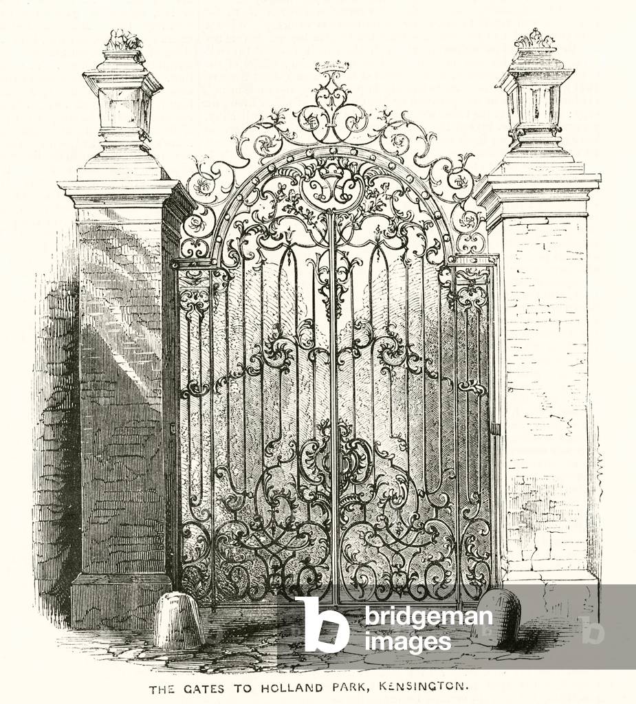 Les portes de Holland Park par English School, b/w