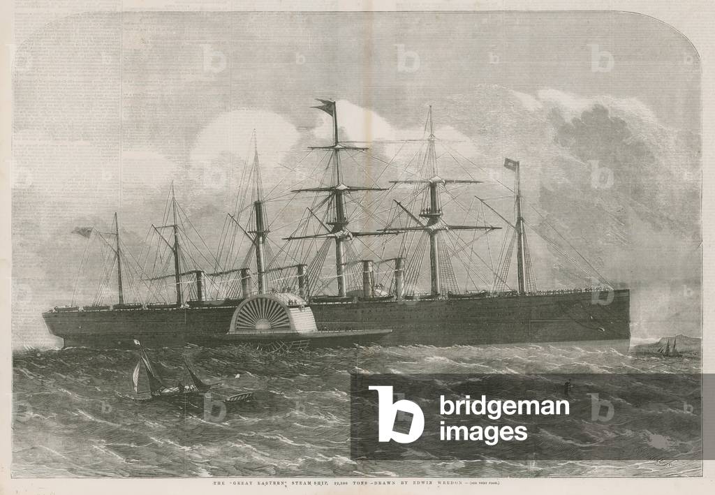 "La grande nave a vapore orientale (incisione)" di English School