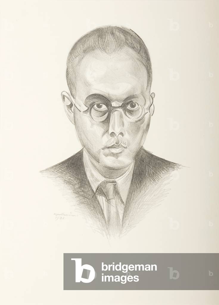 Immagine di Stampa "autoritratto" 1932 di Wyndham Lewis, b/w