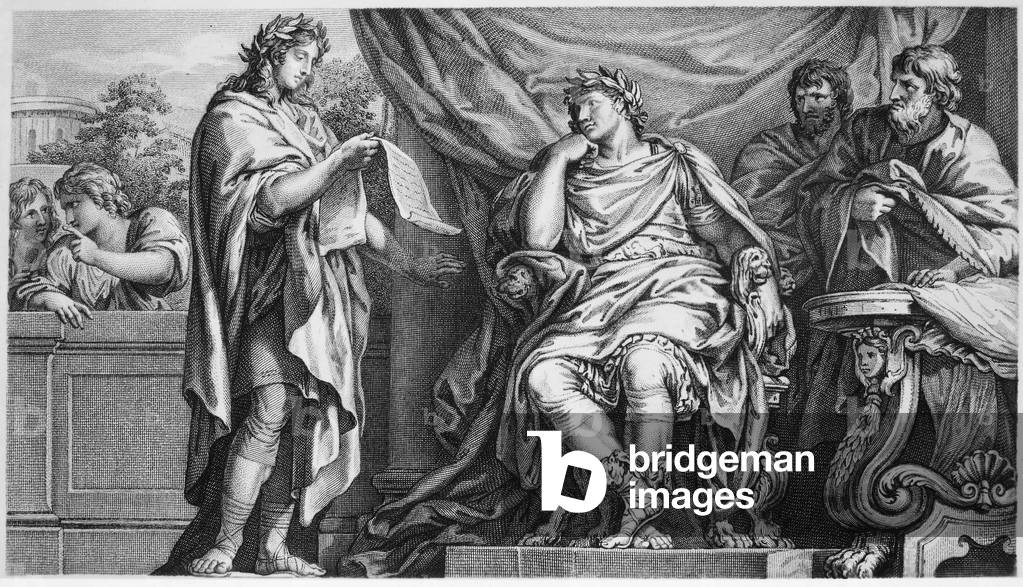 VERGIL 70 19 B C Roman Poet Vergil Reading To His Patron Augustus 
