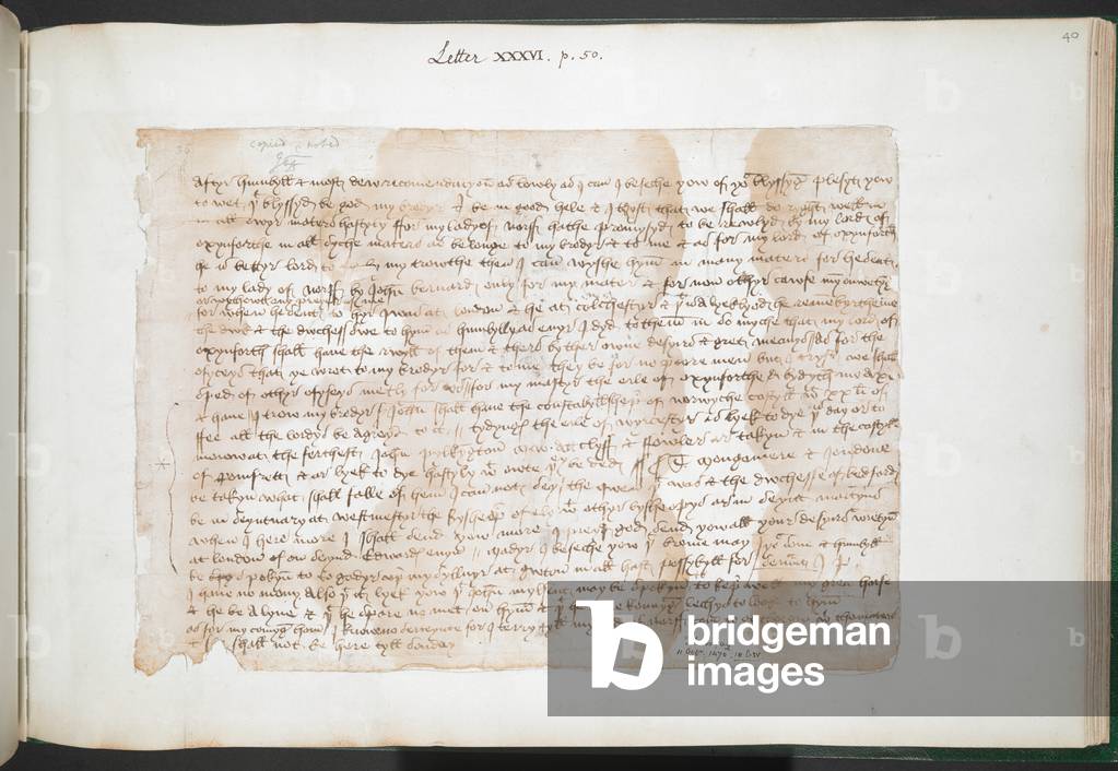 Bild von Manuskript "Brief von John Paston III an seine Mutter Margaret Paston" 1470 von English School