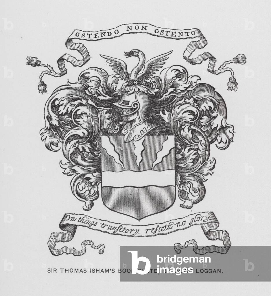 Sir Thomas Ishams Exlibris, von David Loggan (Gravur)