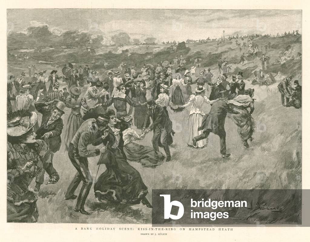 Eine Feiertagsszene: Kiss-in-the-King auf Hampstead Heath (Gravur)