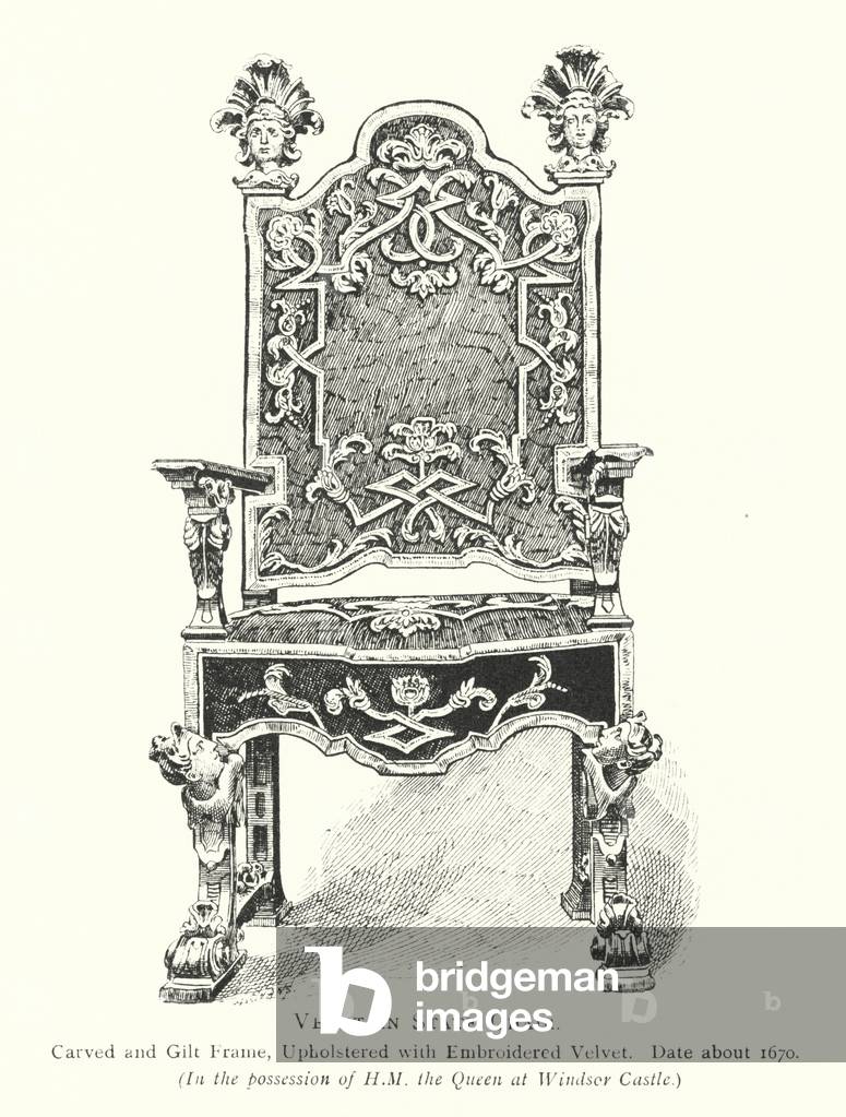 Venezianischer Staatsstuhl (farbige Gravur)