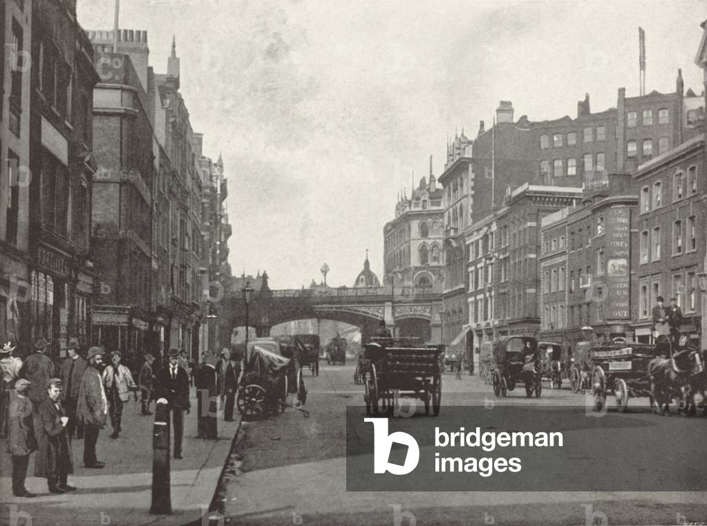 Holborn Viaduct, von Farringdon Street (s/w Foto)