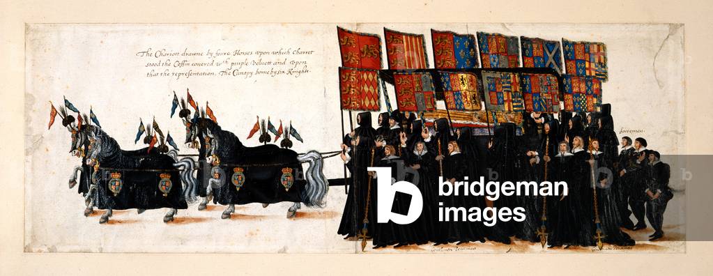 "Die Beerdigungsprozession von Königin Elizabeth I. zur Westminster Abbey" von English School