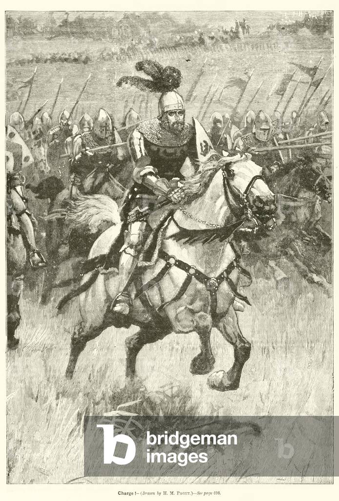 Charge! (engraving) by Henry Marriott Paget, b/w