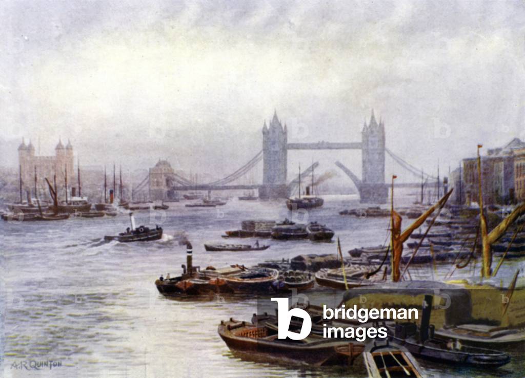 Die Tower Bridge (Farbe litho)