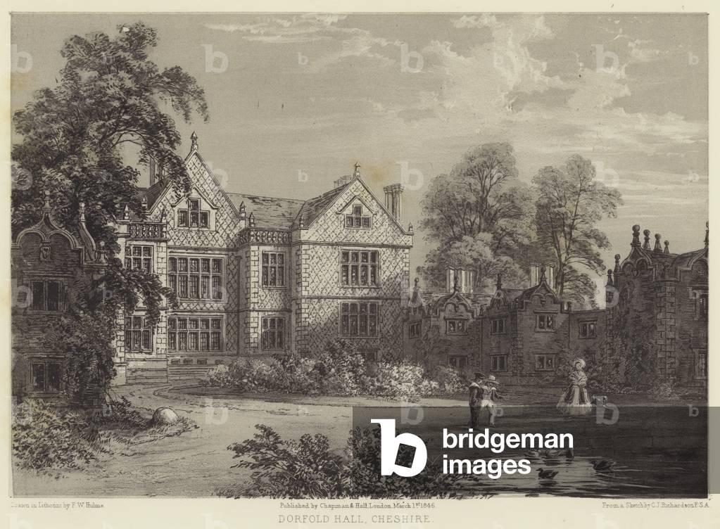 "Dorfold Hall" von Charles James Richardson, b/w