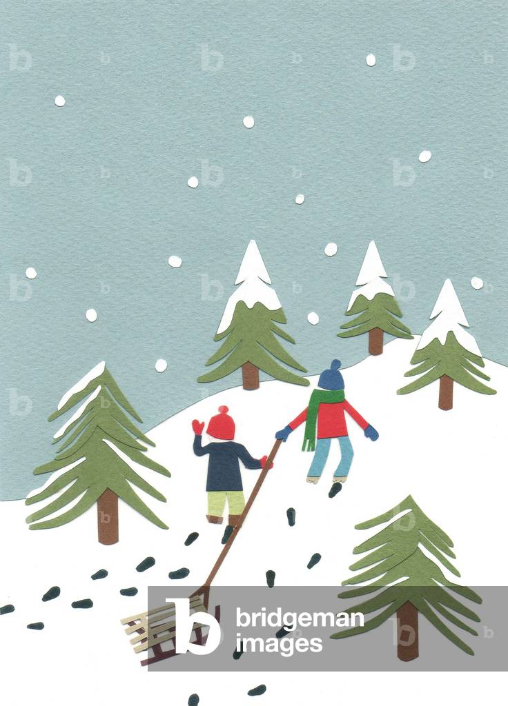 Sledging, 2014 (cut paper)