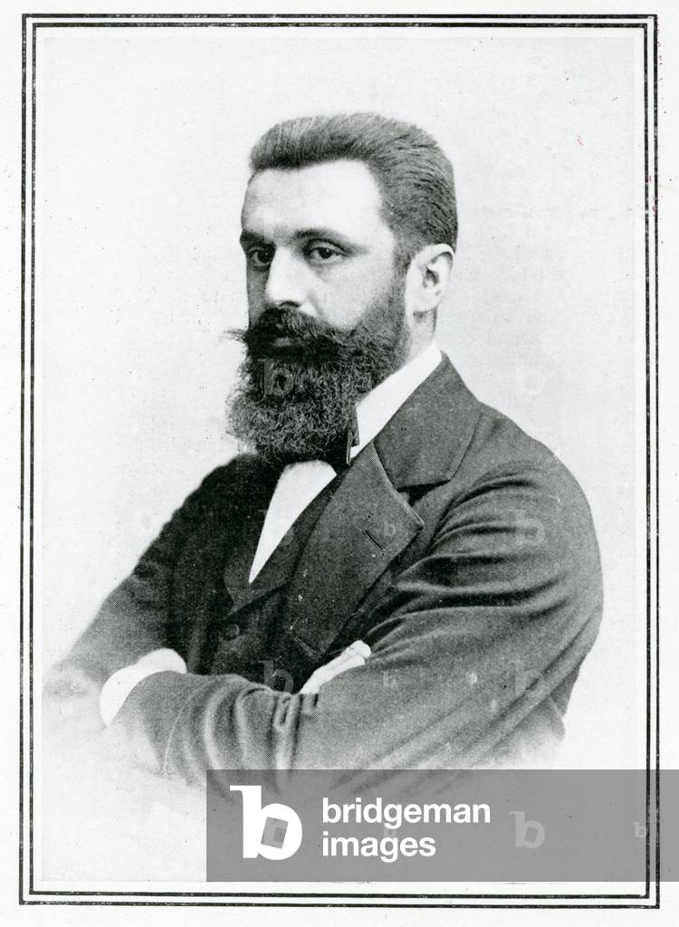 Immagine di Fotografia "Theodor Herzl (1860-1904) (foto in b/n)", 19th Secolo di English School, b/w