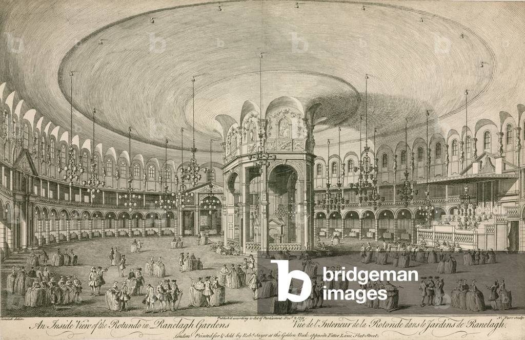 Una vista interna della Rotonda a Ranelagh Gardens, Londra (incisione)