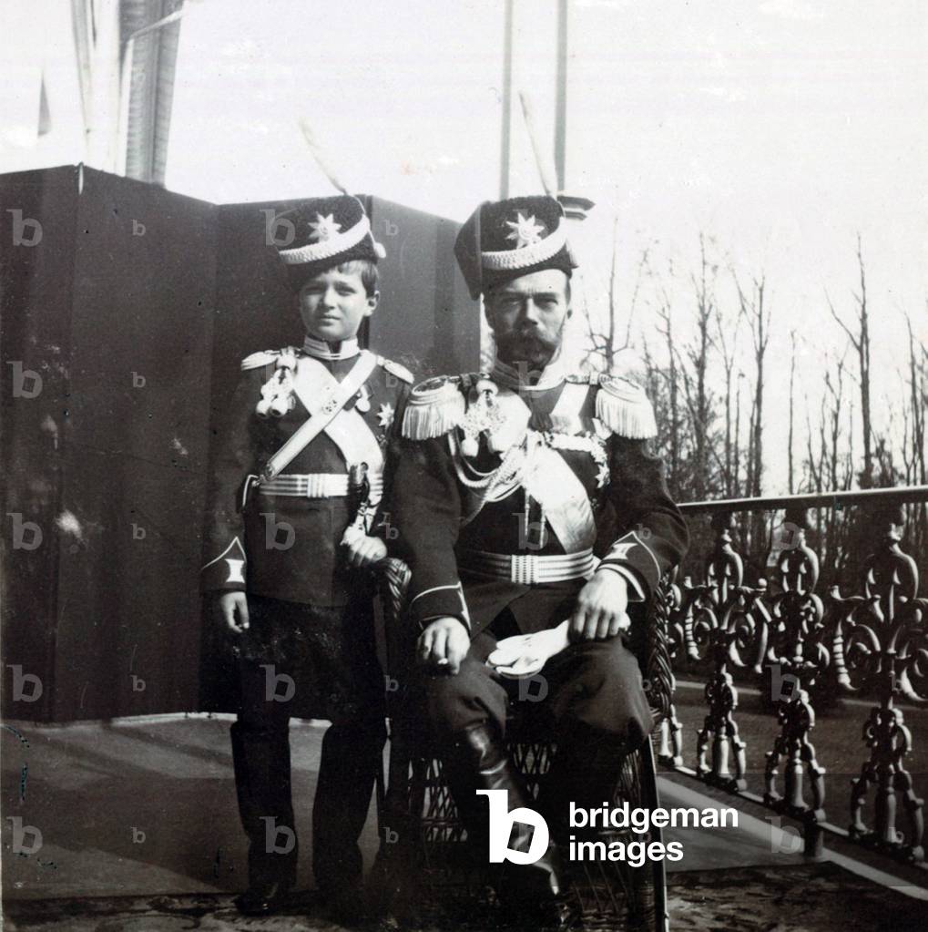 Image of Tsar Nicholas II of Russia with his son, Alexei the