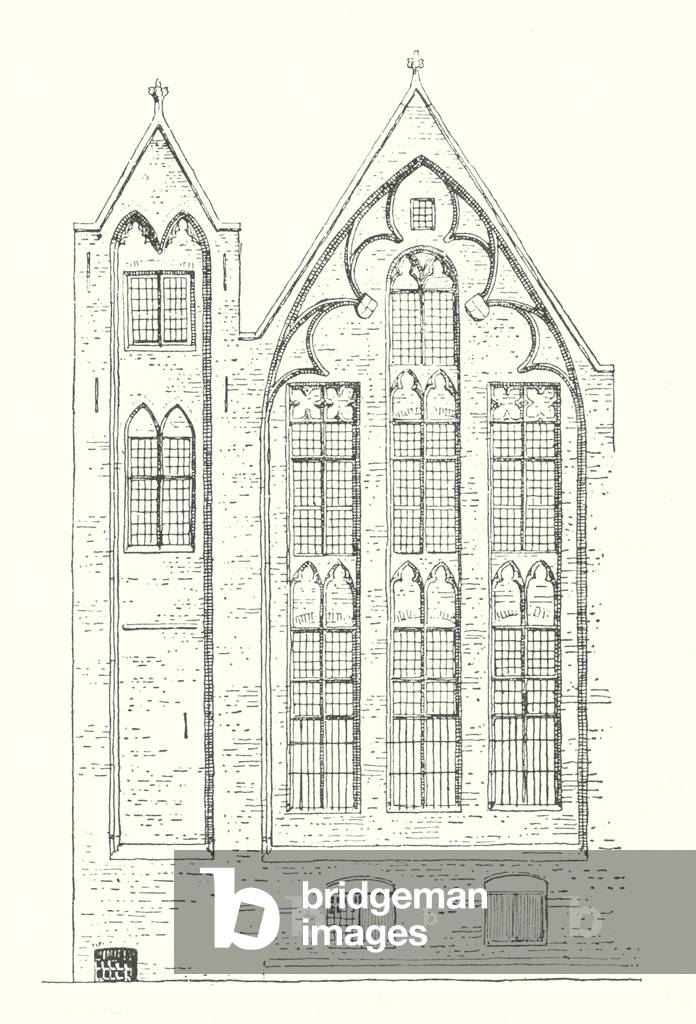 Immagine di Stampa "Bruges: parte della facciata orientale dell'Hotel Gruuthuuse (litografia)" 1901 di Charles