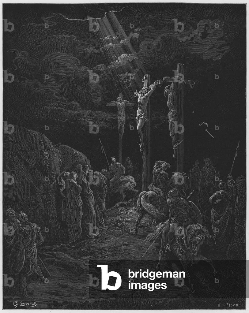 Gustave Dore Bible : La mort de Jésus (gravure) par Gustave Dore, b/w