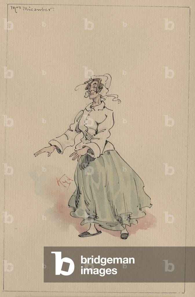 Frau Micawber, um 1920er Jahre (Stift & Tinte mit w/c auf Papier)