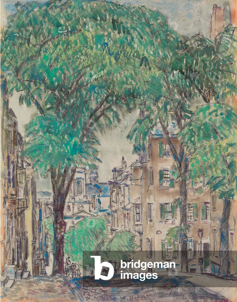 "Mount Vernon Street" 1919 di Childe Frederick Hassam