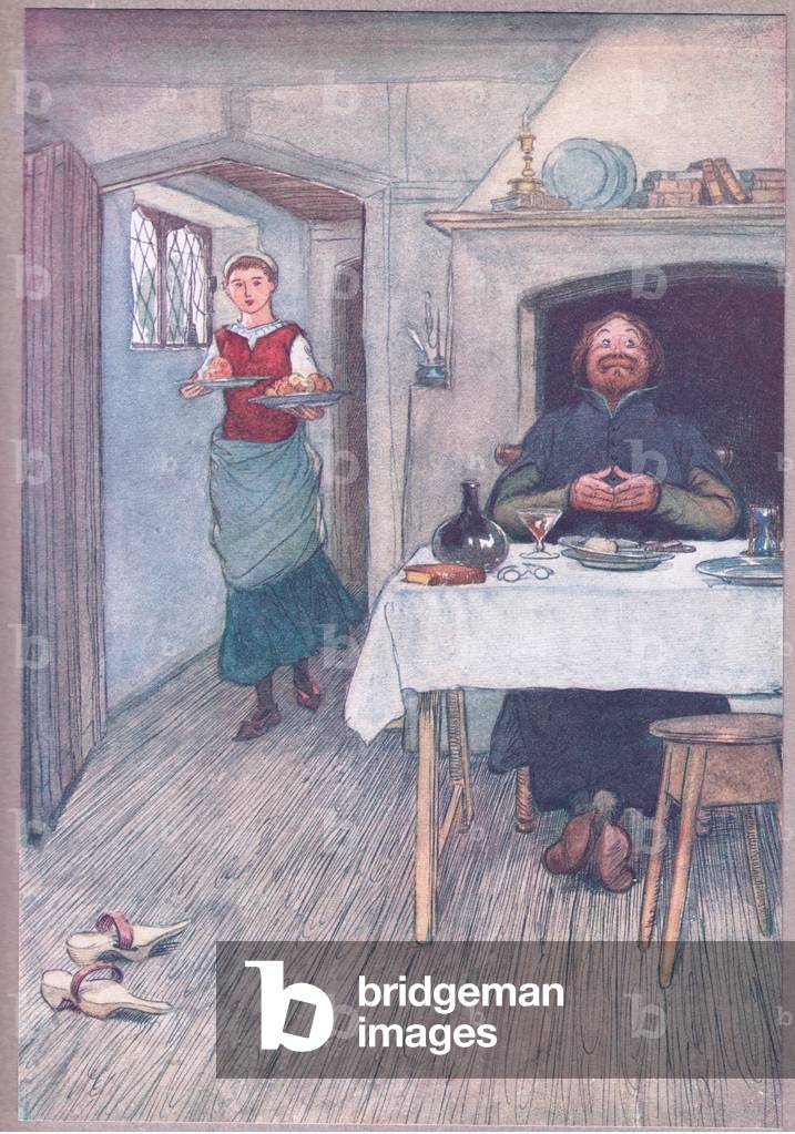 “Es gibt Pippins und Käse zu kommen”, Illustration von 'The Merry Wives of Windsor', 1910 (Farblitho)