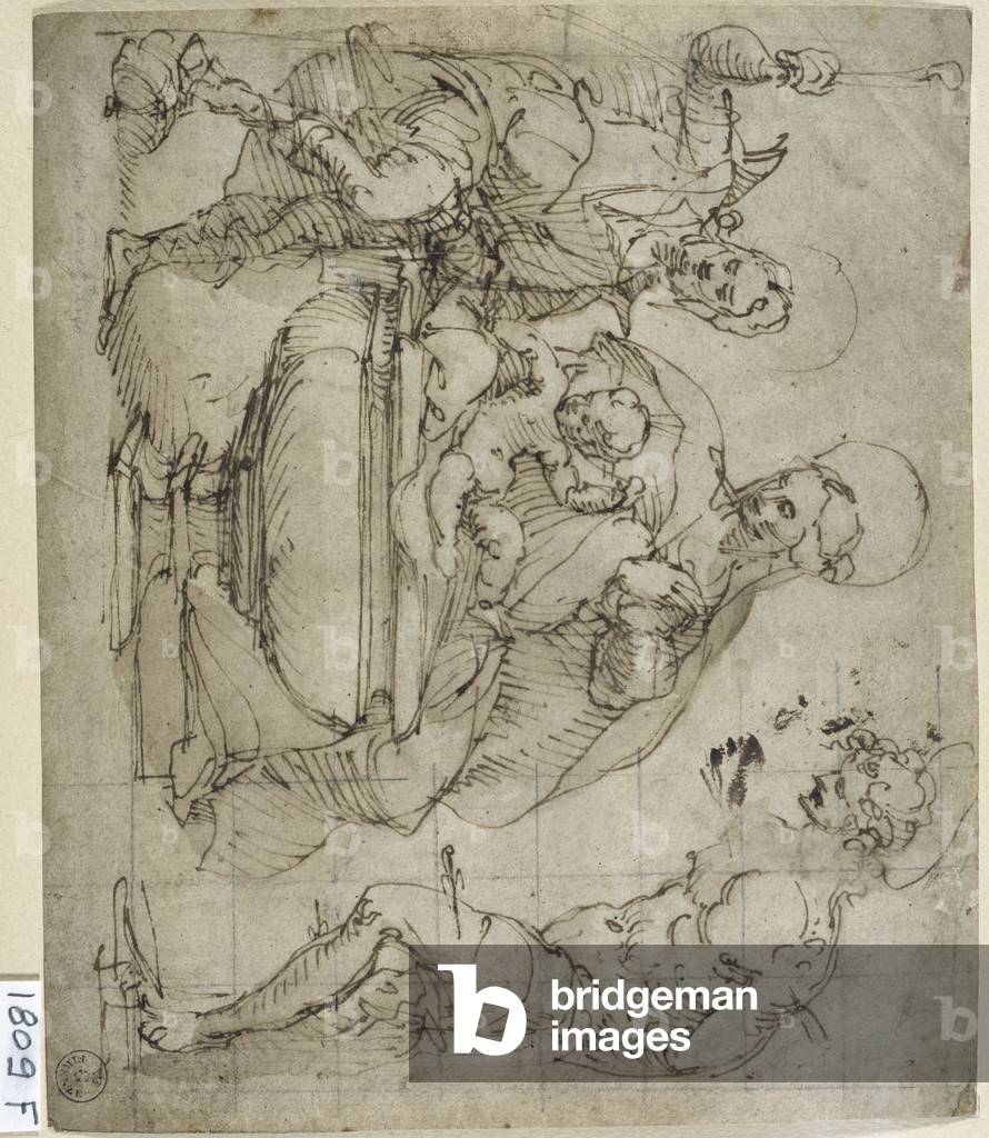 Bild von Zeichnung "Sacra Conversazione (Stift und Tinte auf Papier)" 1501 von Titian