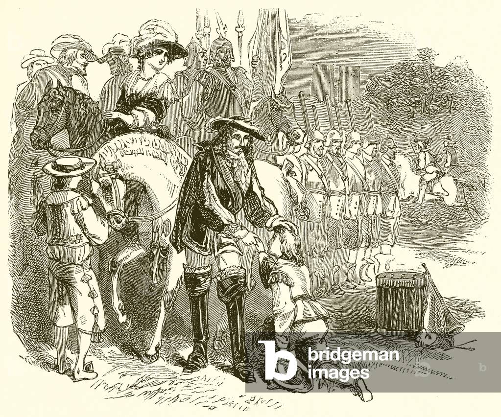 The Young John Churchill Soliciting a Commission in one of the Royal Regiments (engraving) by English Artist, 