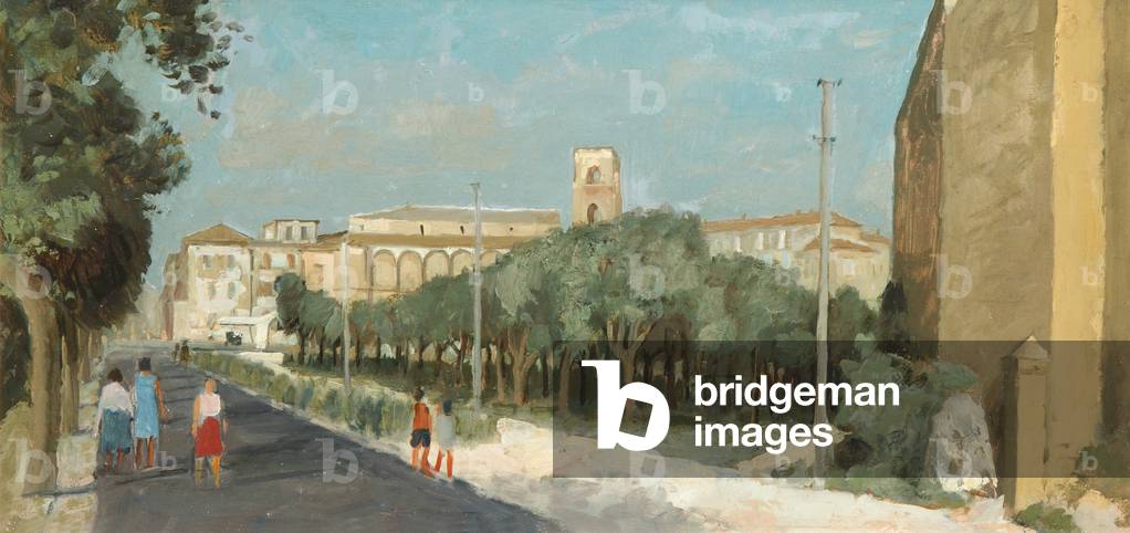 Italienische Stadt, um 1960 (Öl auf Karton)