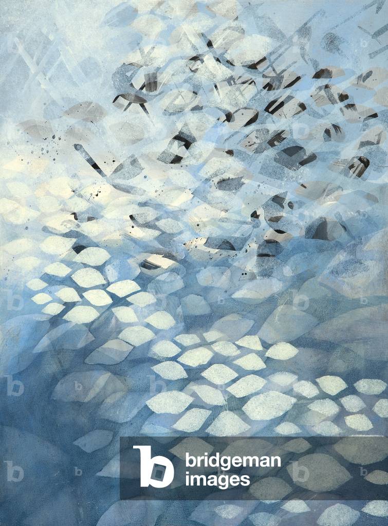 A Floating World III Blue (olio su legno)