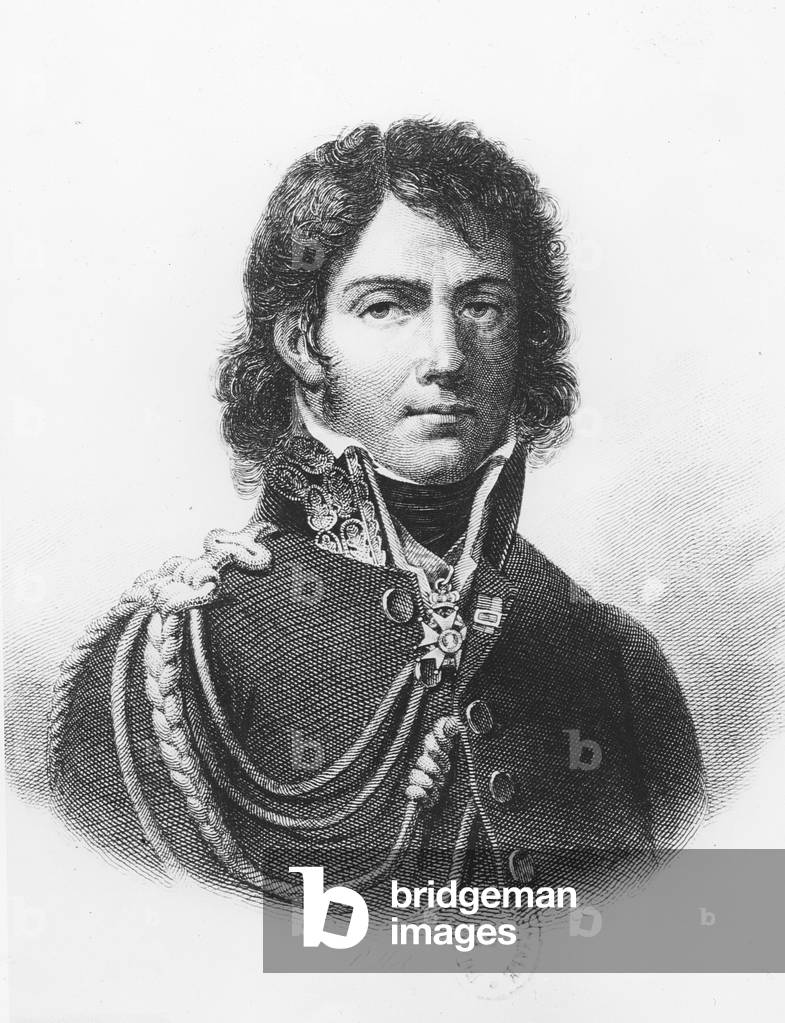 Bild von Gravur "Baron D. Larrey" 1801 von Victor Florence Pollet, b/w
