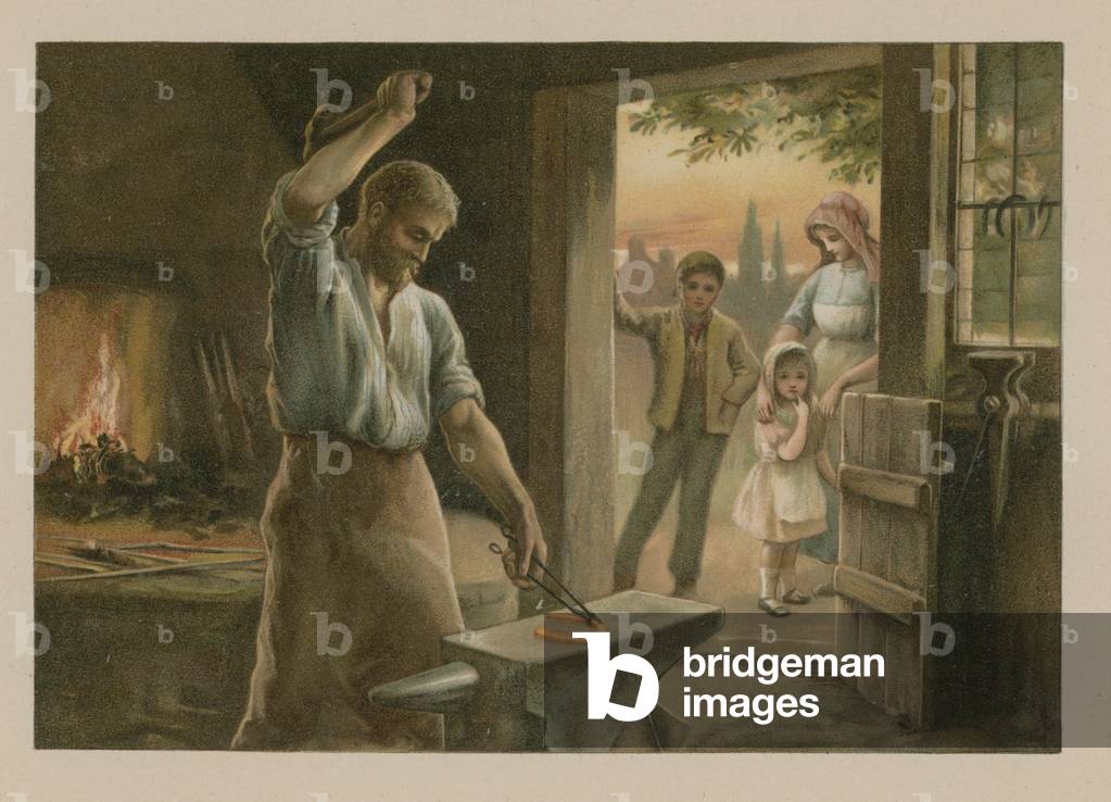 The Village Blacksmith (chromolitho)