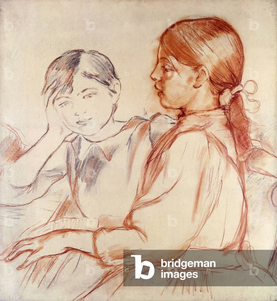 Julie Manet und Jeannie Gobillard am Klavier; Julie Manet Jeannie Gobillard au Piano, 1887-88 (rote Kreide und