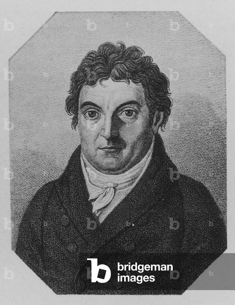 Johann Gottlieb Fichte (engraving) by German Artist, b/w