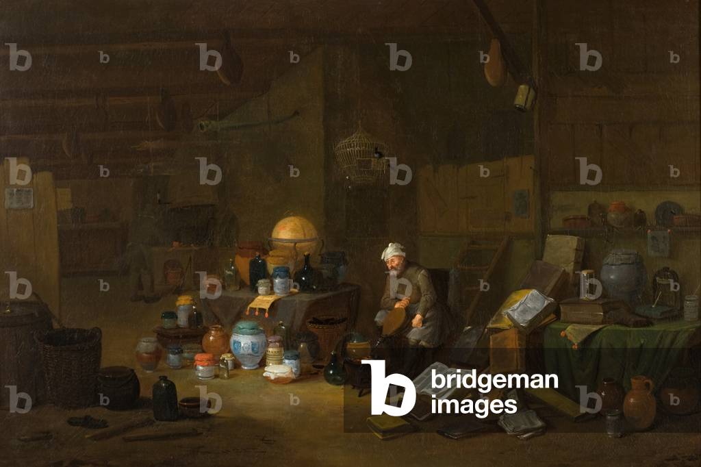 Der Alchemist, 17. Jahrhundert (Öl auf Leinwand)