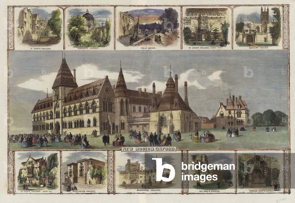 Bild von Gravur "Ansichten von Oxford (farbige Gravur)" von English School