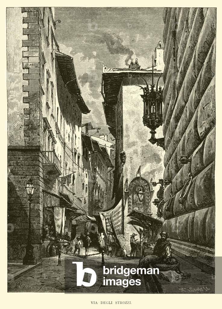 "Via degli Strozzi (Gravur)" von English School, b/w