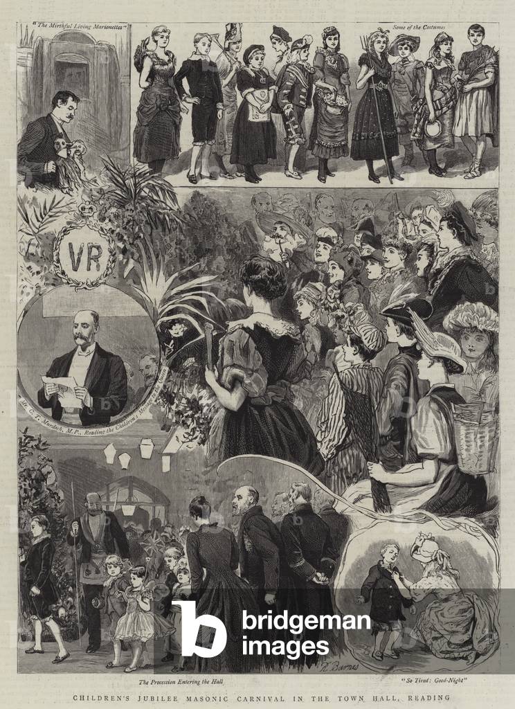 Bambini Giubileo Massonico Carnevale nel Municipio, Lettura (incisione)